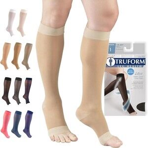 Truform Women's Sheer Compression Stockings MEDIUM 15-20 mmHg Knee High Nude